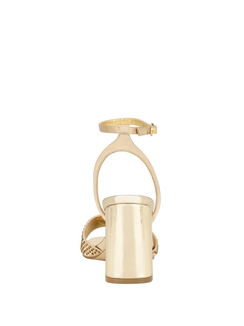 Guess Gelya Triangle Blocked Heels - Gold Guess Gelya Triangle Blocked Heels - Gold