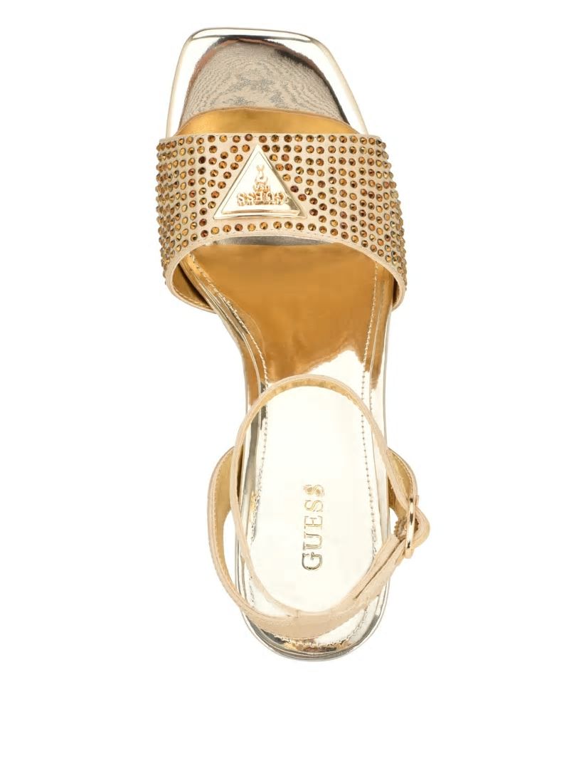 Guess Gelya Triangle Blocked Heels - Gold Guess Gelya Triangle Blocked Heels - Gold