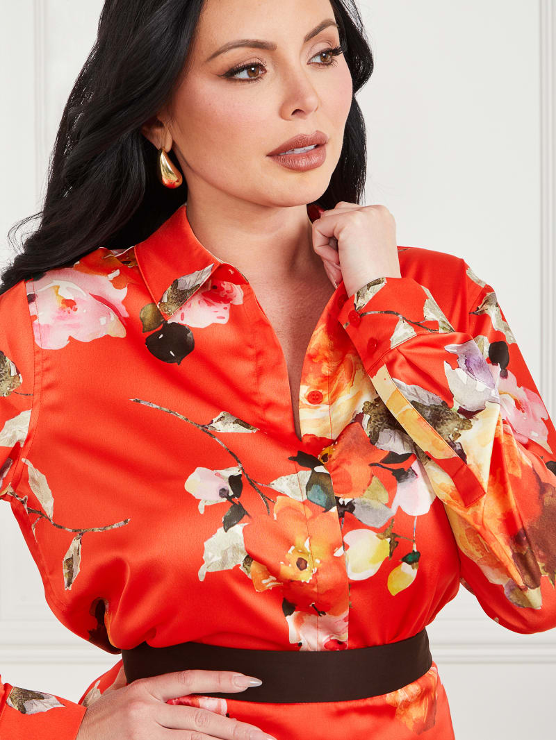 Guess Icon Printed Satin Blouse - Corsage Print Guess Icon Printed Satin Blouse - Corsage Print