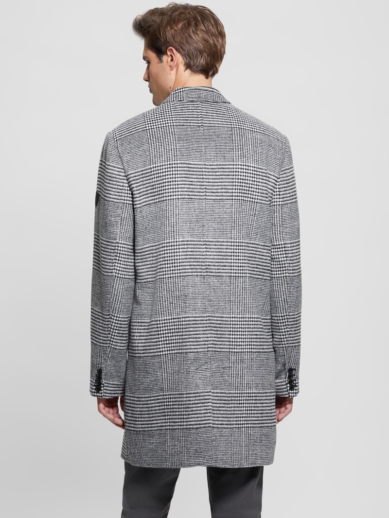 Guess Leo Glenn Wool-Blend Double-Breasted Coat - Jet Black Multi Guess Leo Glenn Wool-Blend Double-Breasted Coat - Jet Black Multi