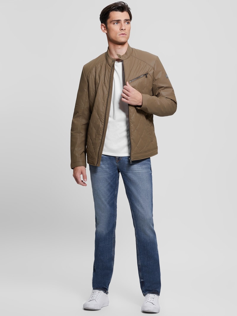 Guess Quilted Biker Jacket - Walnut Shell Guess Quilted Biker Jacket - Walnut Shell