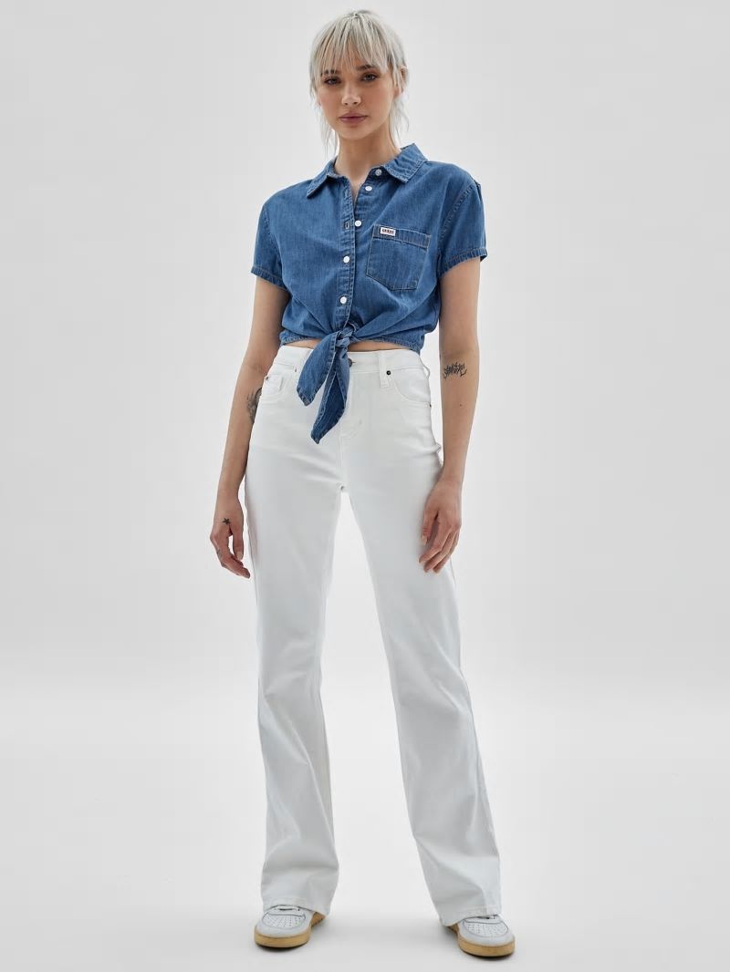 Guess GUESS Originals Tie-Front Denim Shirt - Go Medium Ruthie Wash Guess GUESS Originals Tie-Front Denim Shirt - Go Medium Ruthie Wash