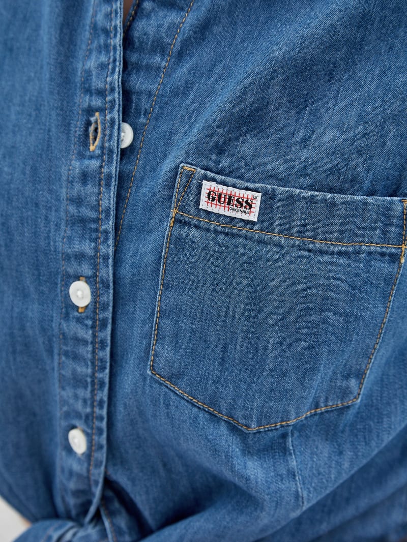 Guess GUESS Originals Tie-Front Denim Shirt - Go Medium Ruthie Wash Guess GUESS Originals Tie-Front Denim Shirt - Go Medium Ruthie Wash
