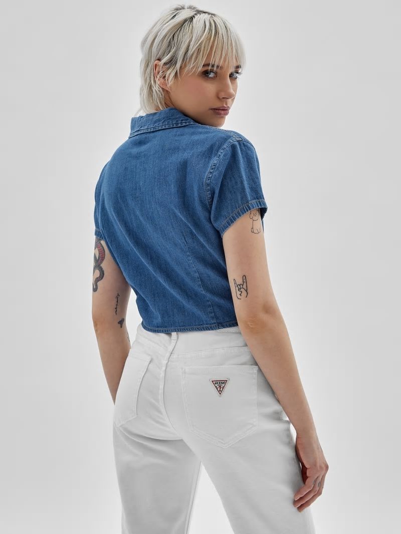 Guess GUESS Originals Tie-Front Denim Shirt - Go Medium Ruthie Wash Guess GUESS Originals Tie-Front Denim Shirt - Go Medium Ruthie Wash