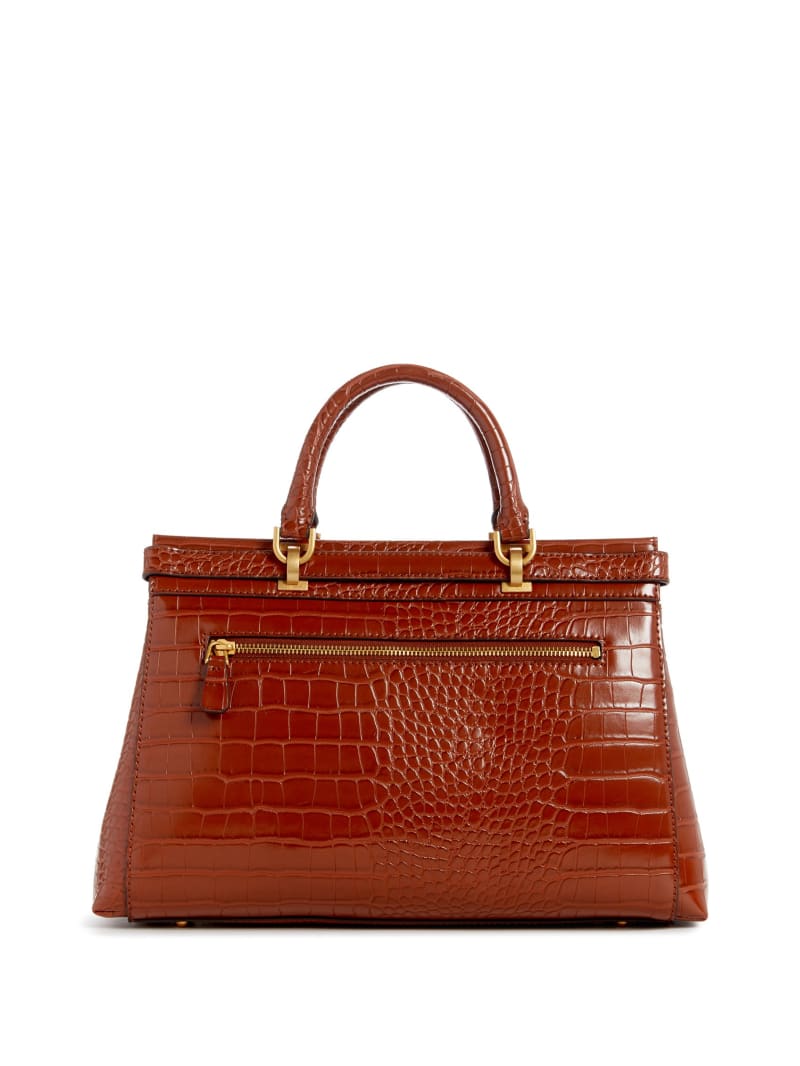 Guess Sestri Crocodile-Embossed Satchel - Cognac Guess Sestri Crocodile-Embossed Satchel - Cognac