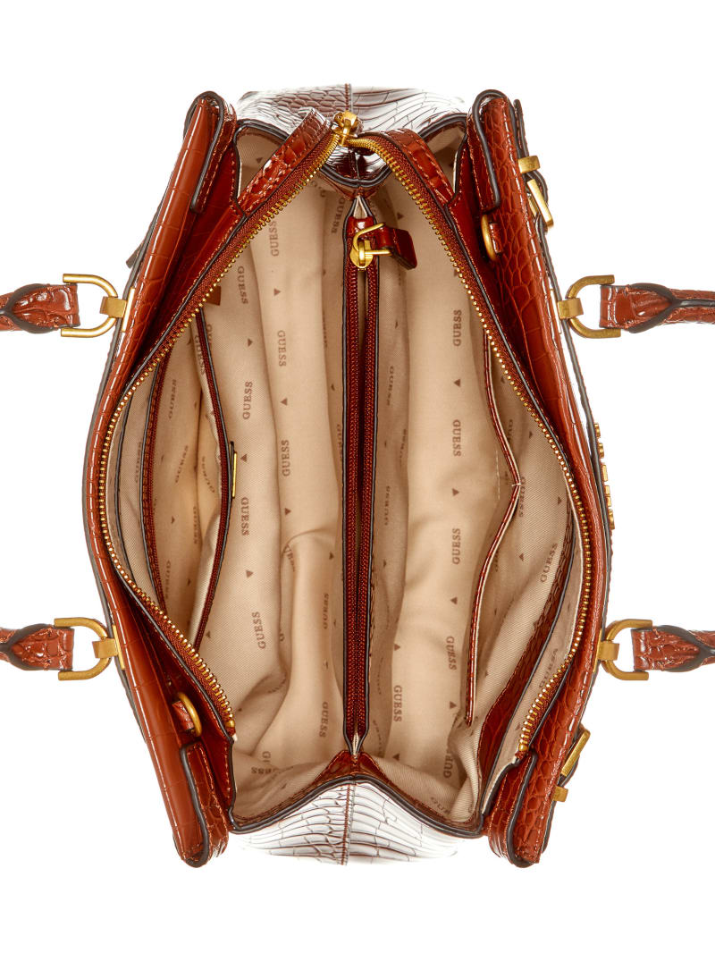 Guess Sestri Crocodile-Embossed Satchel - Cognac Guess Sestri Crocodile-Embossed Satchel - Cognac