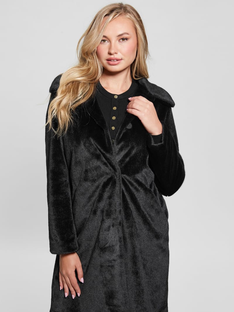 Guess Simmone Faux-Fur Coat - Black Guess Simmone Faux-Fur Coat - Black