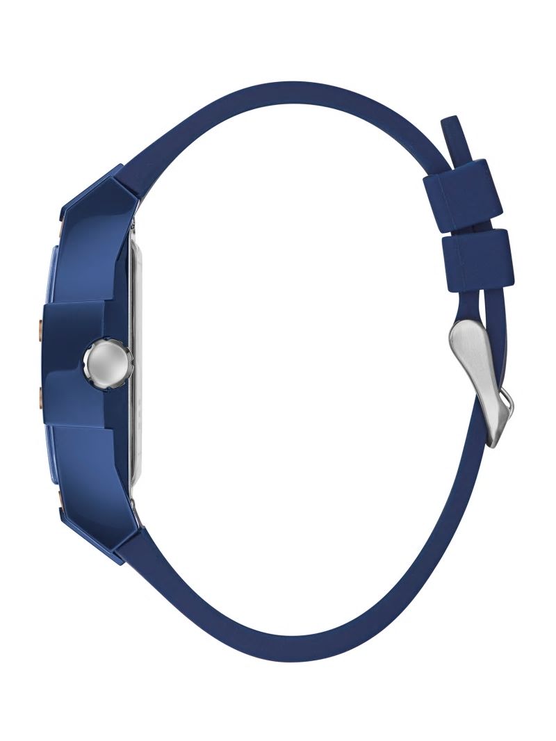Guess Rose Gold-Tone and Blue Silicone Multifunction Watch - Blue Guess Rose Gold-Tone and Blue Silicone Multifunction Watch - Blue