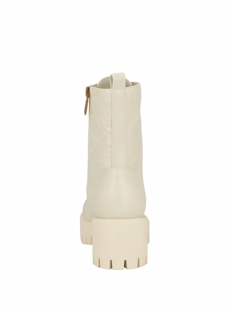 Guess Waite Embossed Lace-Up Moto Boots - Ivory 150 Guess Waite Embossed Lace-Up Moto Boots - Ivory 150