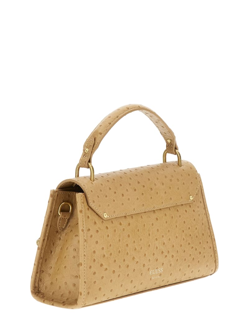 Guess Iris Textured Leather Top Handle Bag - Beige Guess Iris Textured Leather Top Handle Bag - Beige