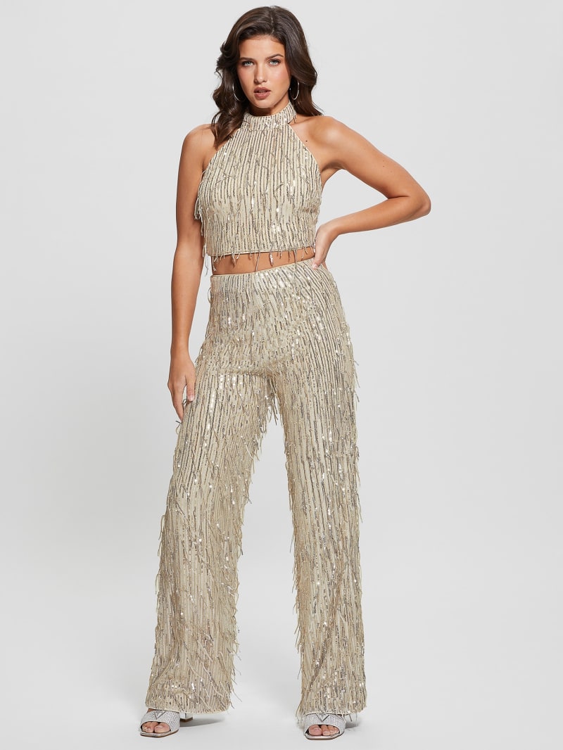 Guess Mia Sequin Top - Off White Multi Guess Mia Sequin Top - Off White Multi