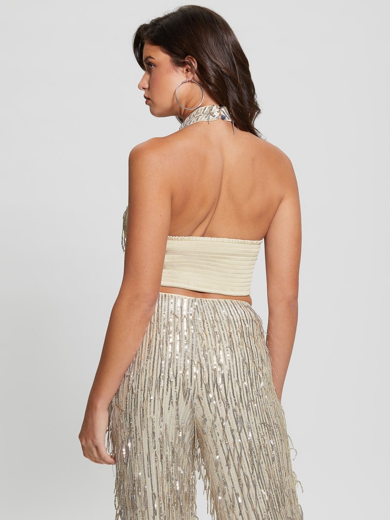Guess Mia Sequin Top - Off White Multi Guess Mia Sequin Top - Off White Multi
