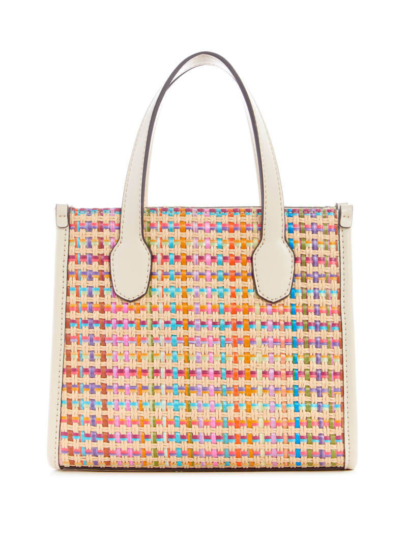 Guess Silvana Colorful Straw Mini Tote - White Multi Guess Silvana Colorful Straw Mini Tote - White Multi