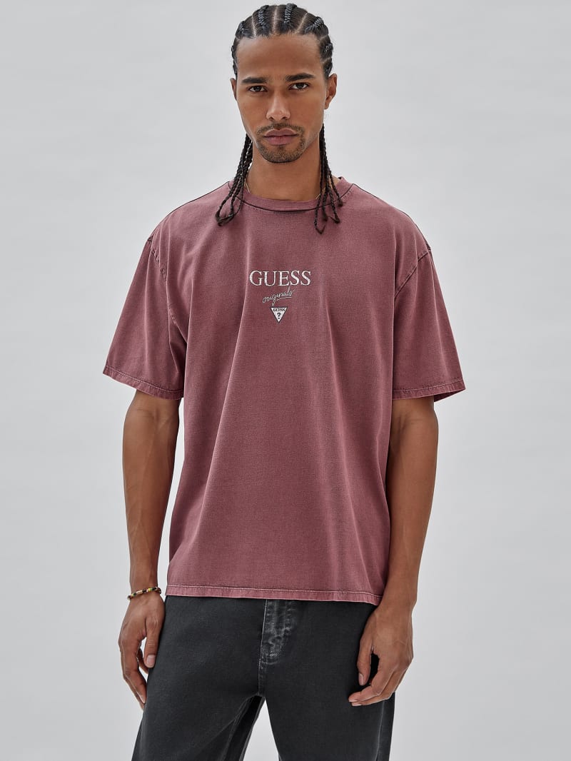 Guess GUESS Originals Printed Baker Logo Tee - Distressed Damson Multi Guess GUESS Originals Printed Baker Logo Tee - Distressed Damson Multi