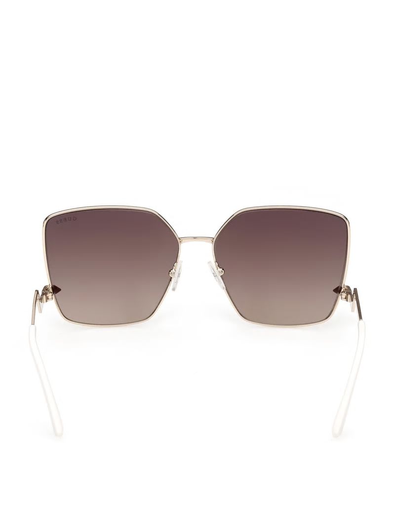 Guess Oversized Square Zigzag Sunglasses - Gold W/Tort Arm Guess Oversized Square Zigzag Sunglasses - Gold W/Tort Arm