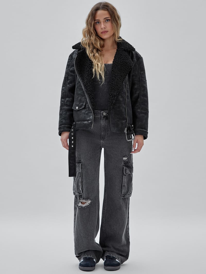Guess GUESS Originals Belted Biker Jacket - Black Guess GUESS Originals Belted Biker Jacket - Black