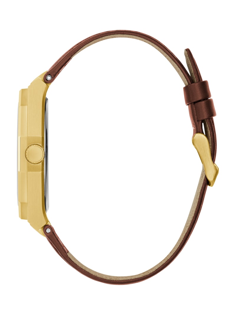 Guess Two-Tone Analog Leather Watch - Brwn Guess Two-Tone Analog Leather Watch - Brwn