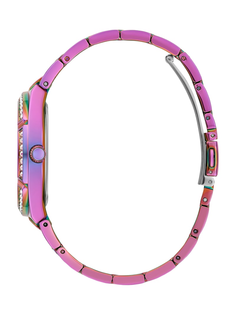 Guess Iridescent Rhinestone Cut-Through Multifunction Watch - Multi Guess Iridescent Rhinestone Cut-Through Multifunction Watch - Multi
