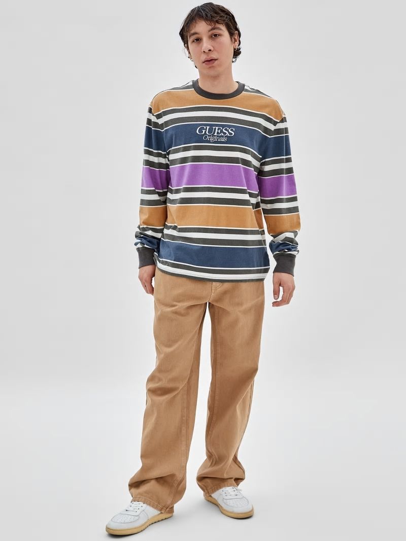 Guess GUESS Originals Block Striped Tee - Pure White Multi Guess GUESS Originals Block Striped Tee - Pure White Multi