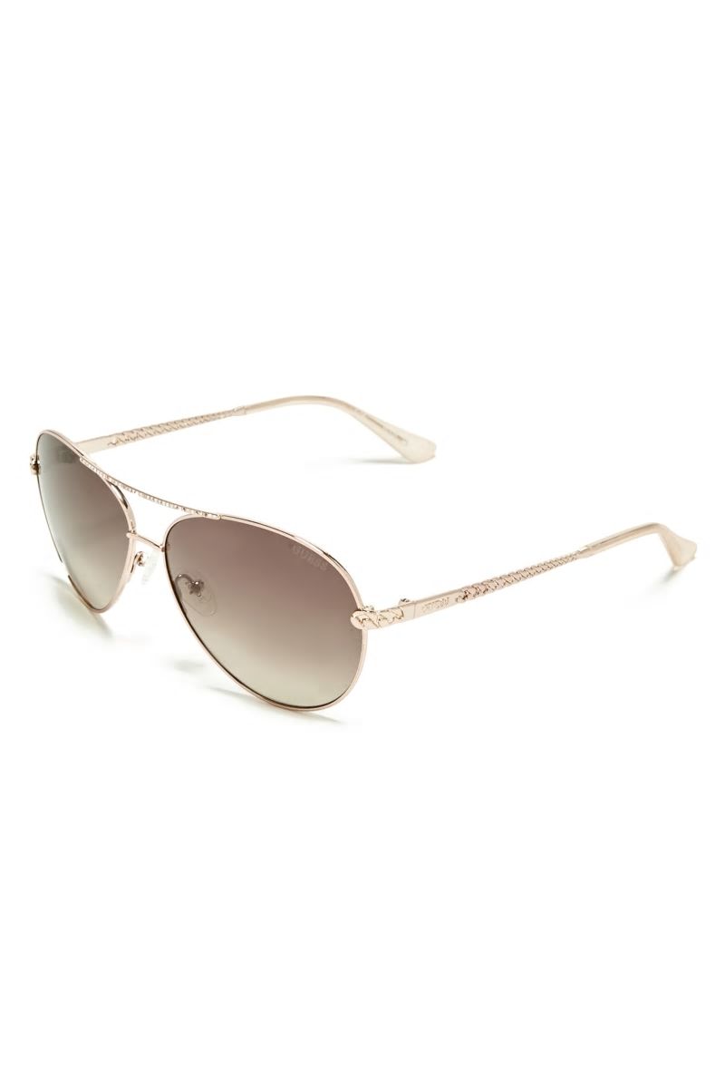Guess Catherine Rhinestone Aviator Sunglasses - Rose Gold Guess Catherine Rhinestone Aviator Sunglasses - Rose Gold