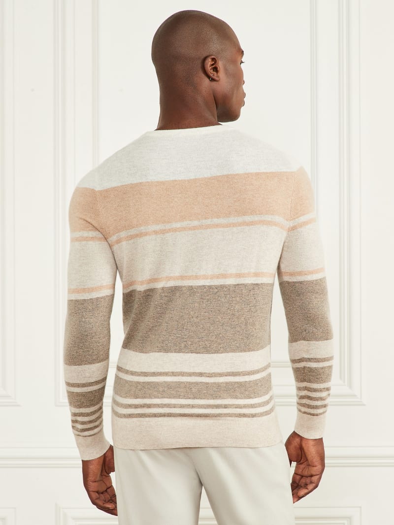 Guess Cashmere-Blend Crewneck Sweater - Natural Stripes Guess Cashmere-Blend Crewneck Sweater - Natural Stripes