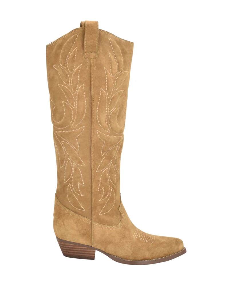 Guess Ginnifer Knee High Cowboy Boots - Medium Brown Guess Ginnifer Knee High Cowboy Boots - Medium Brown