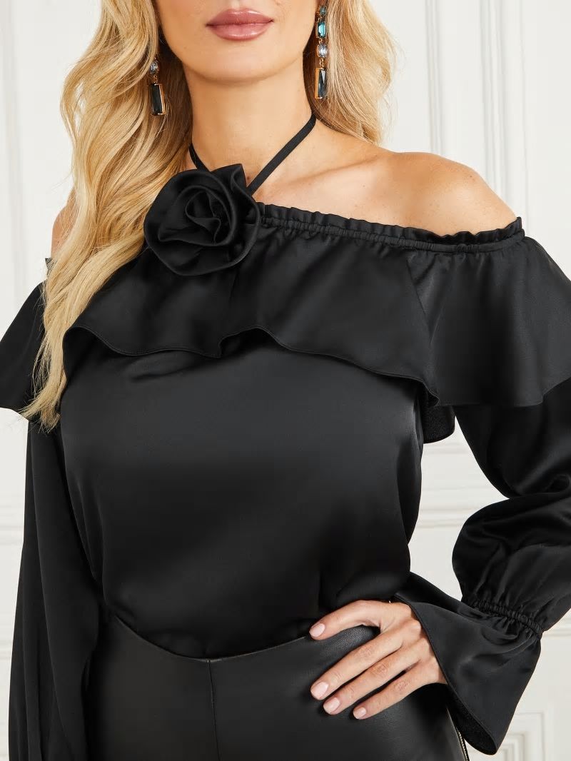 Guess Dixie Satin Blouse - Black Guess Dixie Satin Blouse - Black