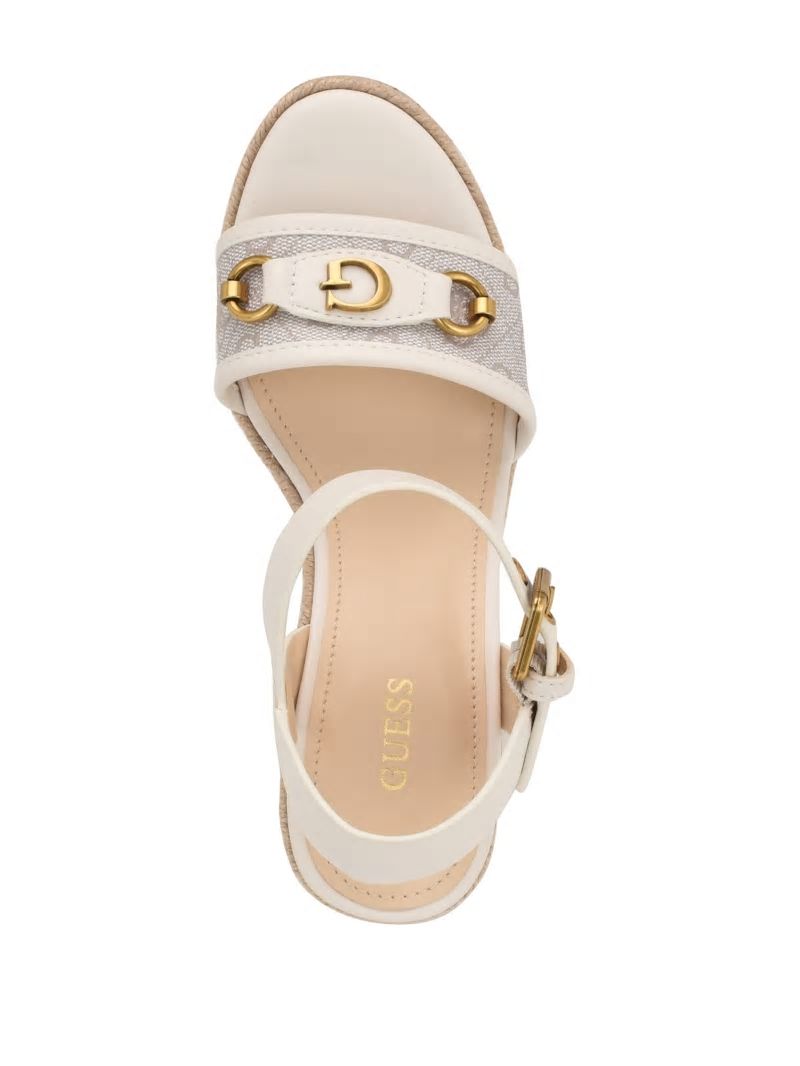 Guess Hisley Wedge Sandals - Ivory 150 Guess Hisley Wedge Sandals - Ivory 150