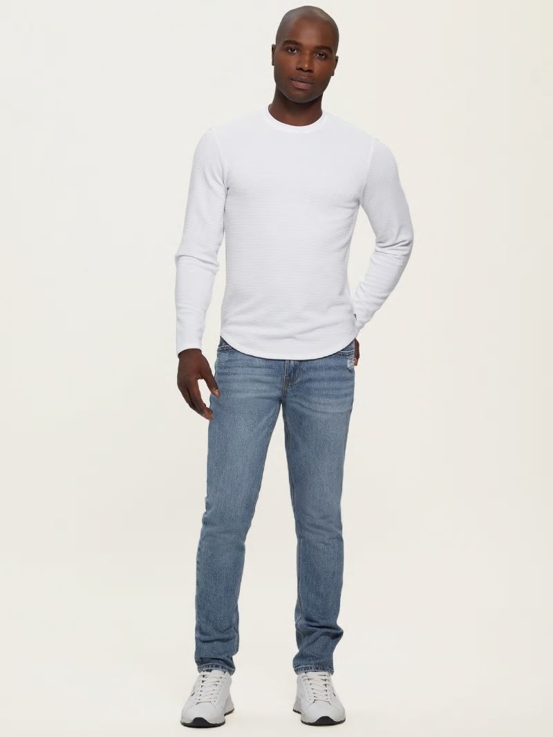 Guess Textured Jersey Long-Sleeve Tee - Pure White Guess Textured Jersey Long-Sleeve Tee - Pure White