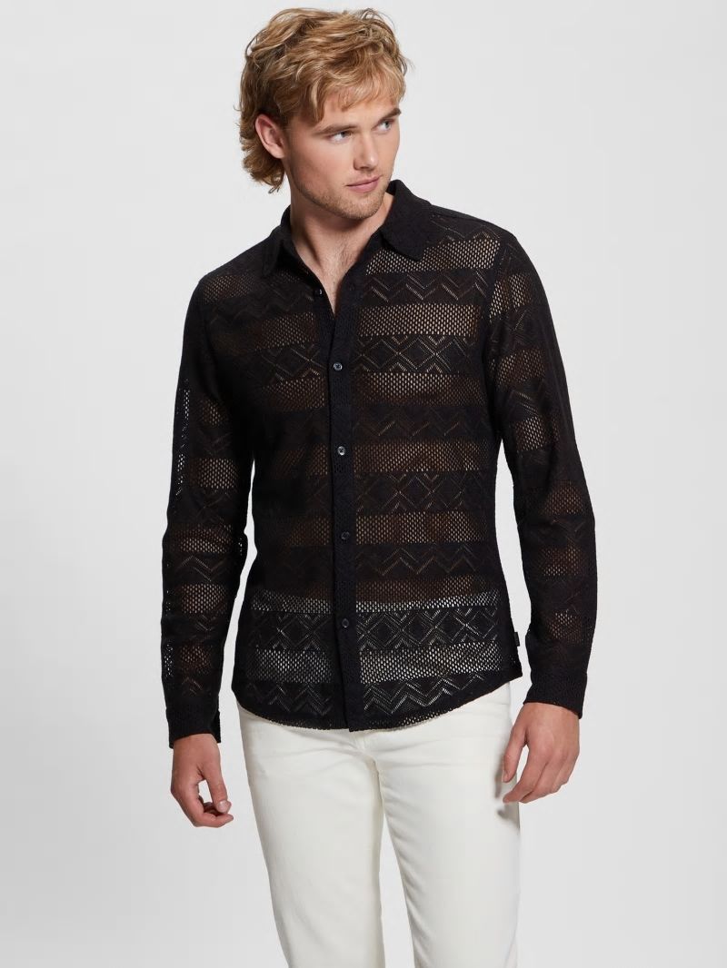 Guess Geo Crochet Shirt - Black Guess Geo Crochet Shirt - Black