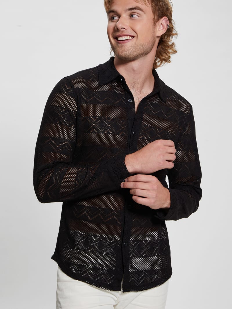 Guess Geo Crochet Shirt - Black Guess Geo Crochet Shirt - Black