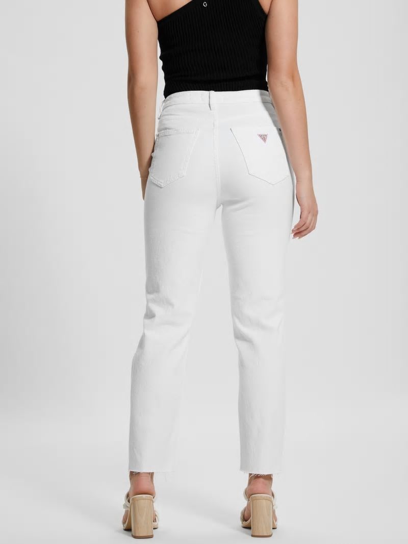 Guess Destroyed Mom Jeans - Pure White Multi Guess Destroyed Mom Jeans - Pure White Multi