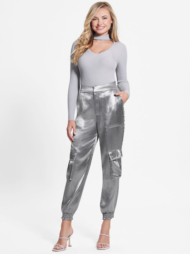 Guess Eco Soundwave Satin Cargo Pants - Metallic Guess Eco Soundwave Satin Cargo Pants - Metallic