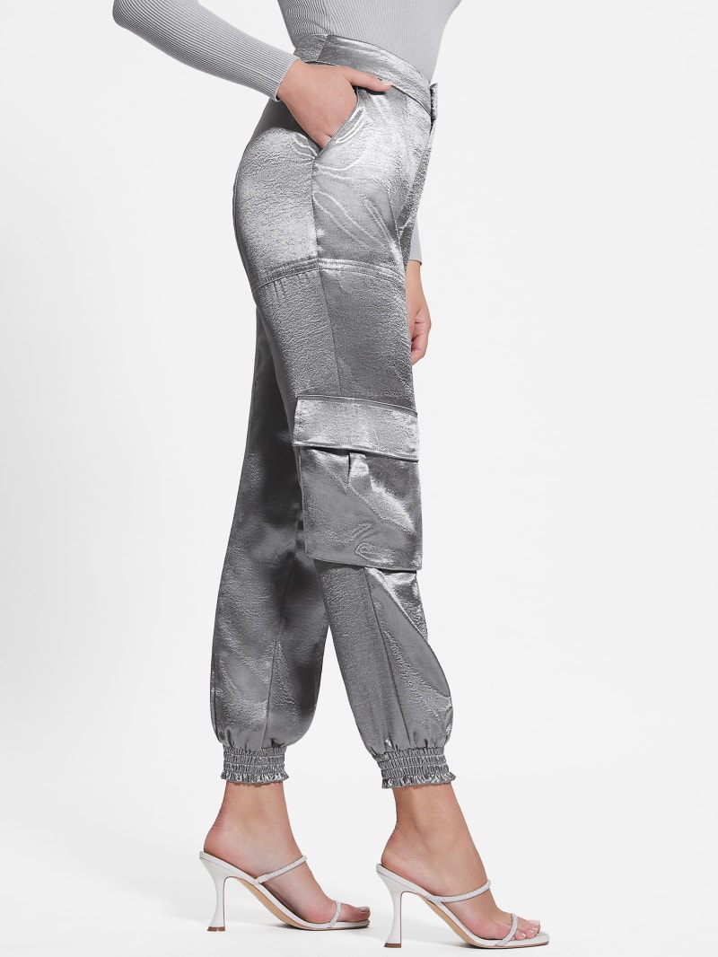 Guess Eco Soundwave Satin Cargo Pants - Metallic Guess Eco Soundwave Satin Cargo Pants - Metallic