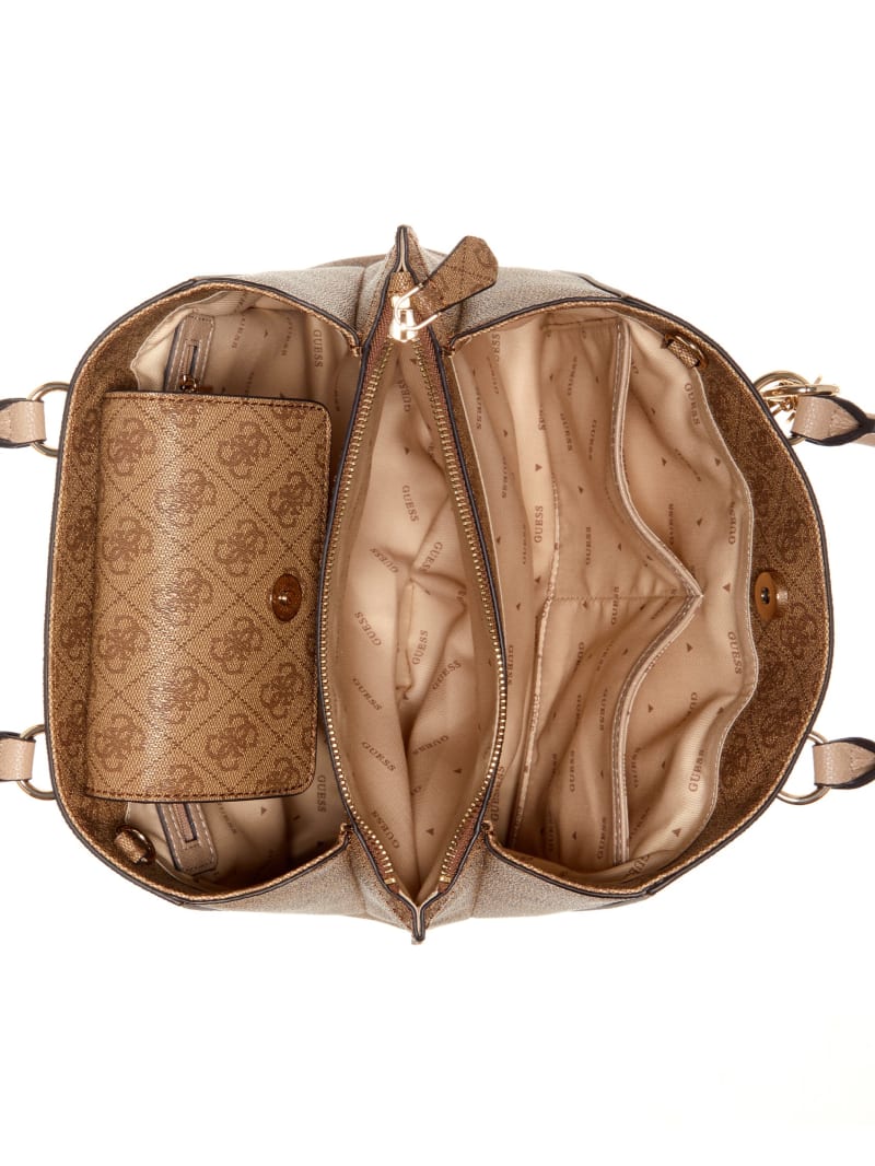 Guess Noelle Quattro G Girlfriend Satchel - Latte Logo Guess Noelle Quattro G Girlfriend Satchel - Latte Logo