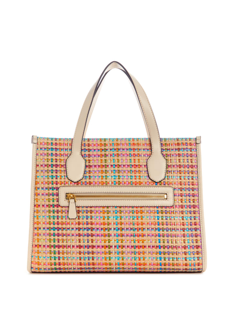 Guess Silvana Colorful Straw Tote - White Multi Guess Silvana Colorful Straw Tote - White Multi