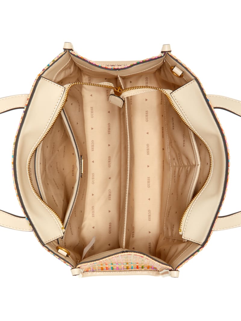 Guess Silvana Colorful Straw Tote - White Multi Guess Silvana Colorful Straw Tote - White Multi