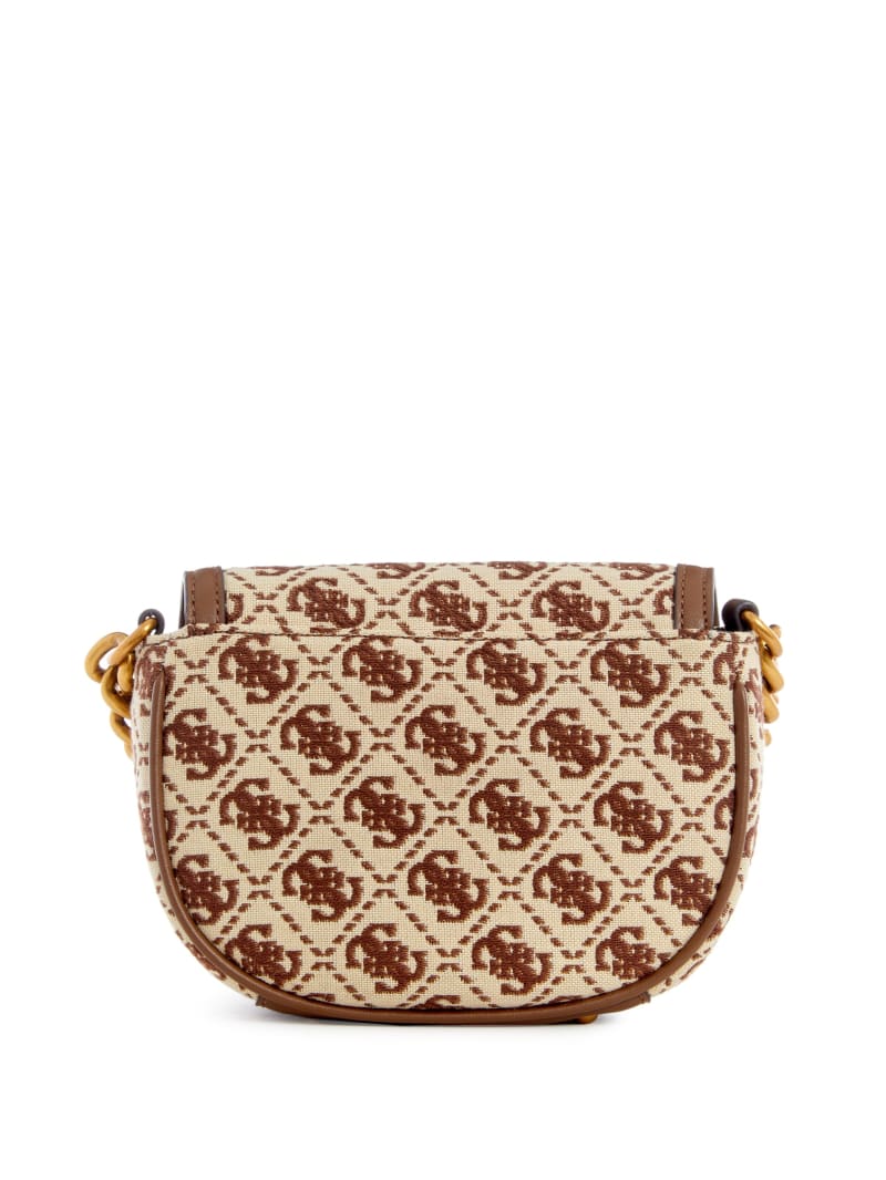 Guess Izzy Jacquard Logo Mini Crossbody - Brown Multi Guess Izzy Jacquard Logo Mini Crossbody - Brown Multi