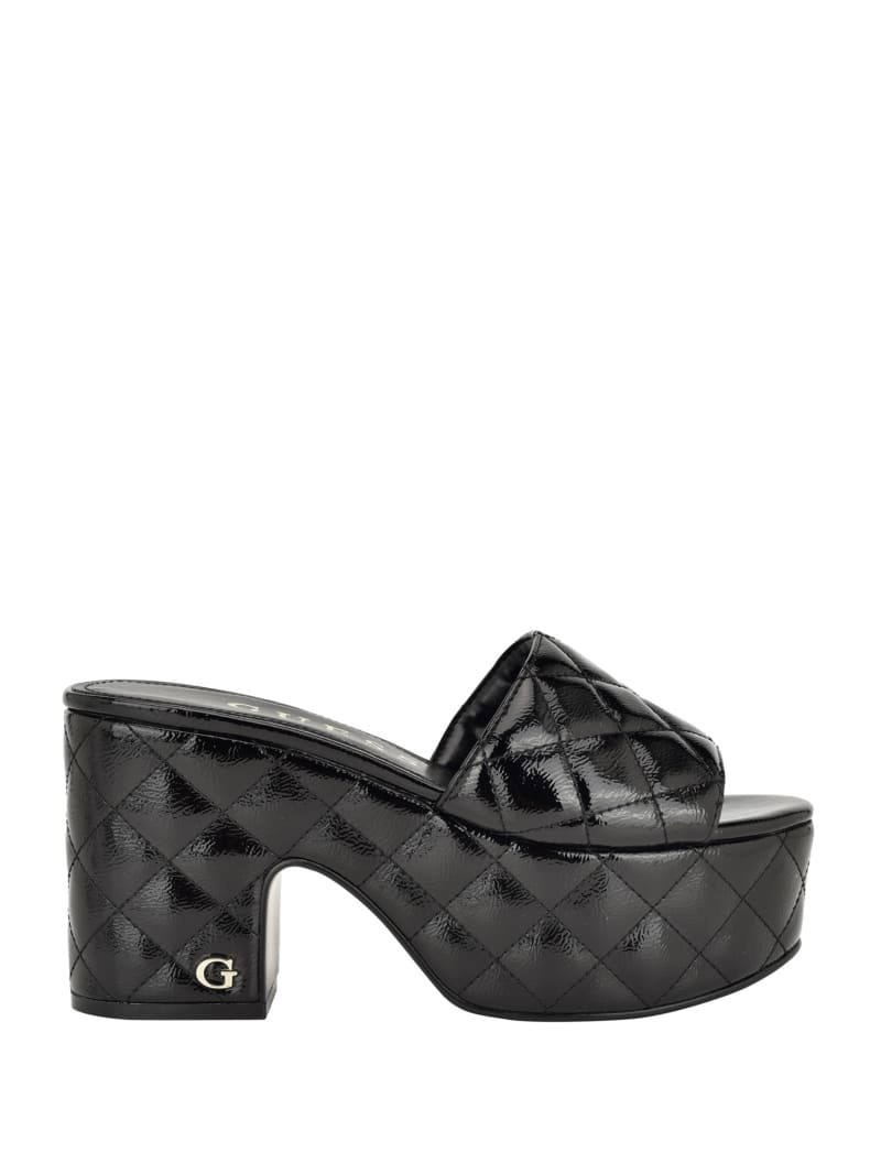 Guess Yanni Quilted Platform Mules - Black 002 Guess Yanni Quilted Platform Mules - Black 002
