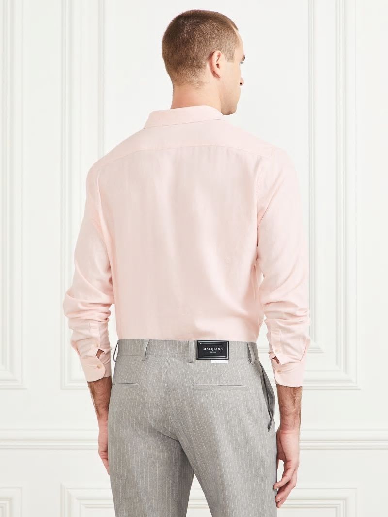 Guess Eco Joe It Linen-Blend Shirt - Pink Good Vibes Guess Eco Joe It Linen-Blend Shirt - Pink Good Vibes