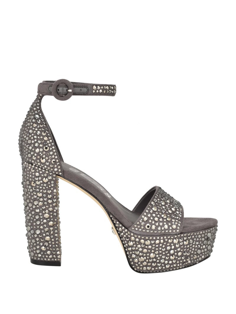 Guess Setone Rhinestone Platform Heels - Medium Grey Guess Setone Rhinestone Platform Heels - Medium Grey