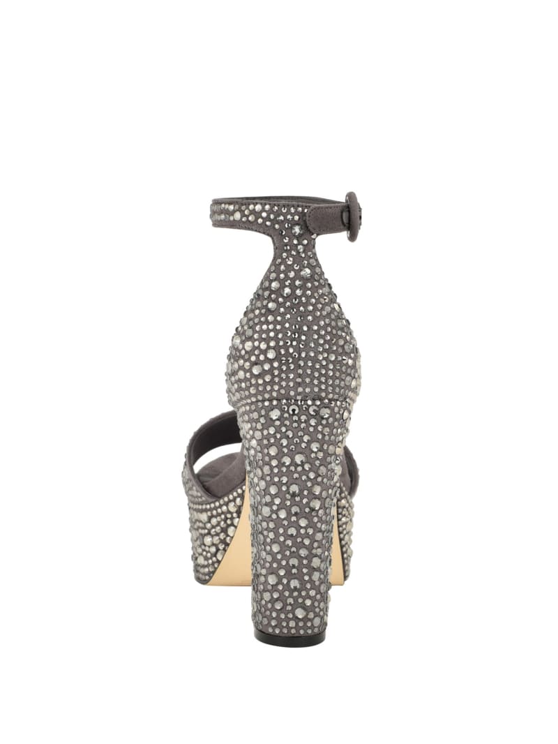 Guess Setone Rhinestone Platform Heels - Medium Grey Guess Setone Rhinestone Platform Heels - Medium Grey