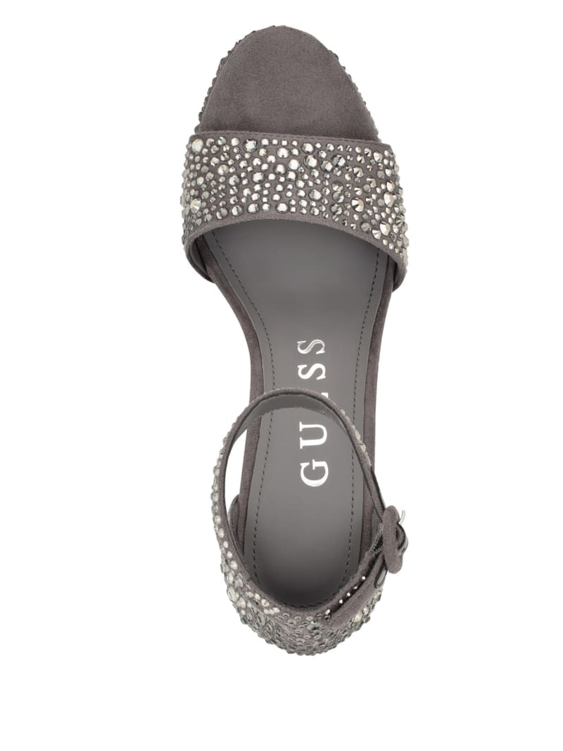 Guess Setone Rhinestone Platform Heels - Medium Grey Guess Setone Rhinestone Platform Heels - Medium Grey
