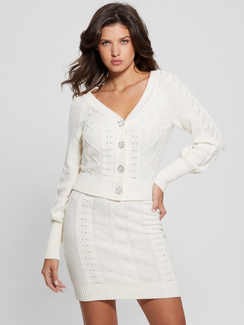 Guess Eco Brielle Cardigan Sweater - Cream White Guess Eco Brielle Cardigan Sweater - Cream White