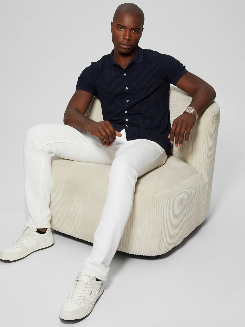 Guess Pointelle Knit Shirt - Bleu éLéGant Guess Pointelle Knit Shirt - Bleu éLéGant