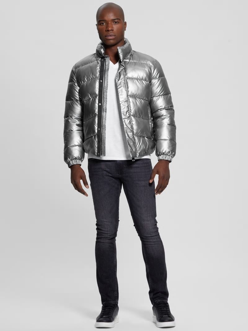 Guess Lunar Puffer Jacket - Silver Shine Multi Guess Lunar Puffer Jacket - Silver Shine Multi