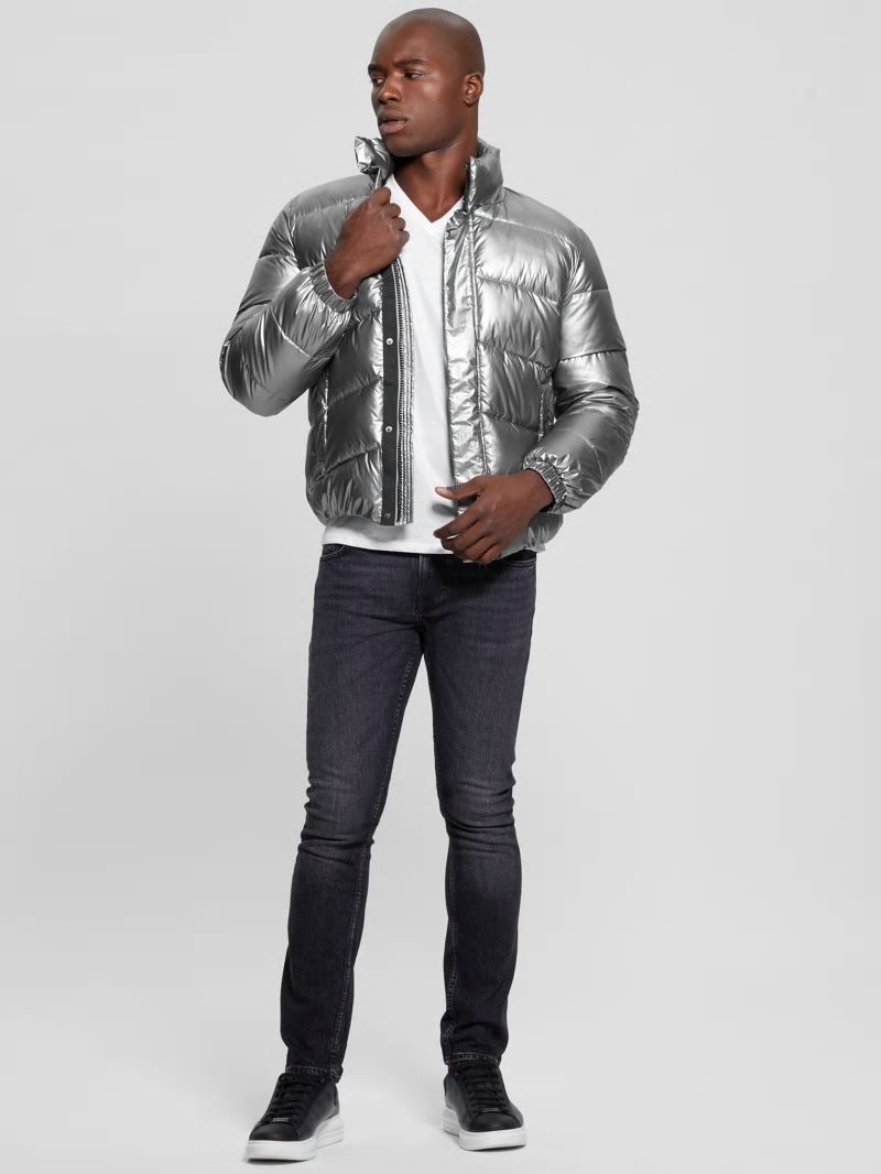 Guess Lunar Puffer Jacket - Silver Shine Multi Guess Lunar Puffer Jacket - Silver Shine Multi