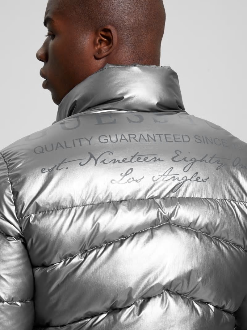 Guess Lunar Puffer Jacket - Silver Shine Multi Guess Lunar Puffer Jacket - Silver Shine Multi