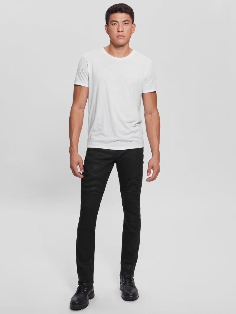 Guess Coated Slim Tapered Pintuck Moto Jeans - Black Guess Coated Slim Tapered Pintuck Moto Jeans - Black