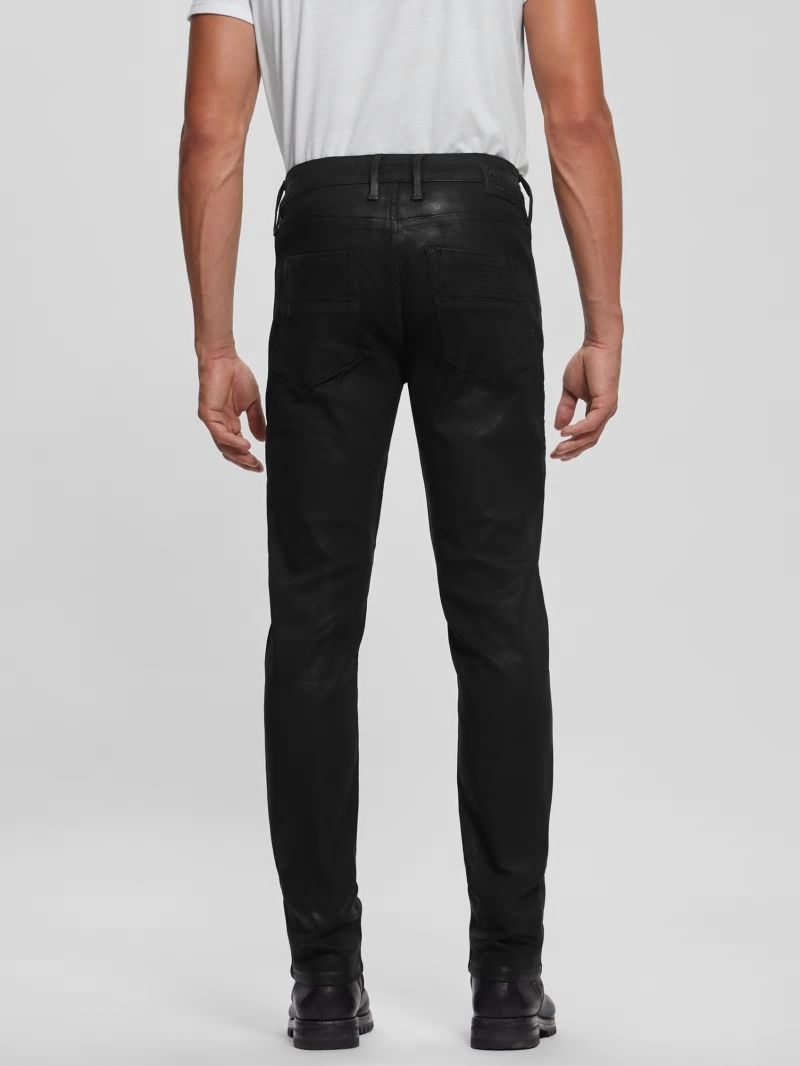 Guess Coated Slim Tapered Pintuck Moto Jeans - Black Guess Coated Slim Tapered Pintuck Moto Jeans - Black